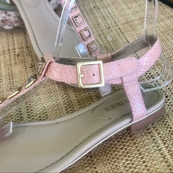 💰Ellen Tracy Embellished Pink Snakeskin Sandal - Picture 5 of 6